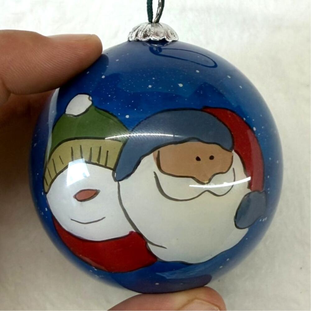 Li Bien Snowman & Santa Claus 2007 Christmas Ornament with Box Inside Painted‎